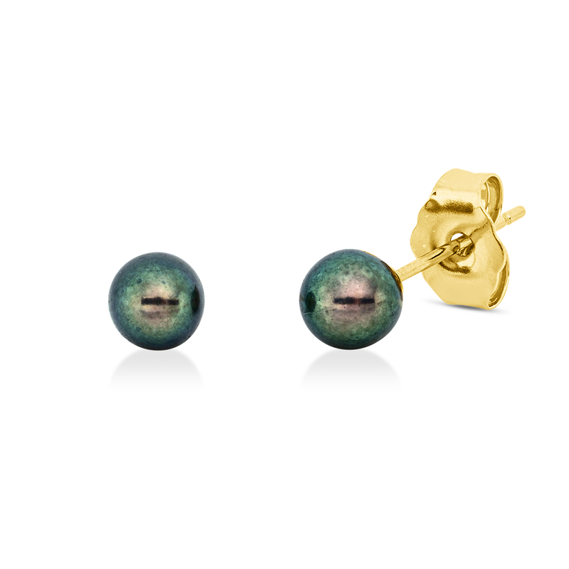Image 90005261 - Ohrstecker 18 kt GG, 2 TA grün 4 mm =*=*= Unterkategorie: Perle, Hauptmaterial: ...