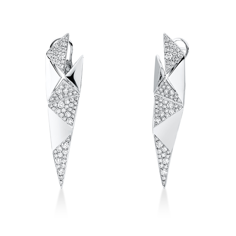 Image 90005263 - Ohrschmuck 18 kt WG, 124 Brillanten 2,42 ct, TW-vsi, H:52,5 mm, B:12,5 mm, S:123,0 ...
