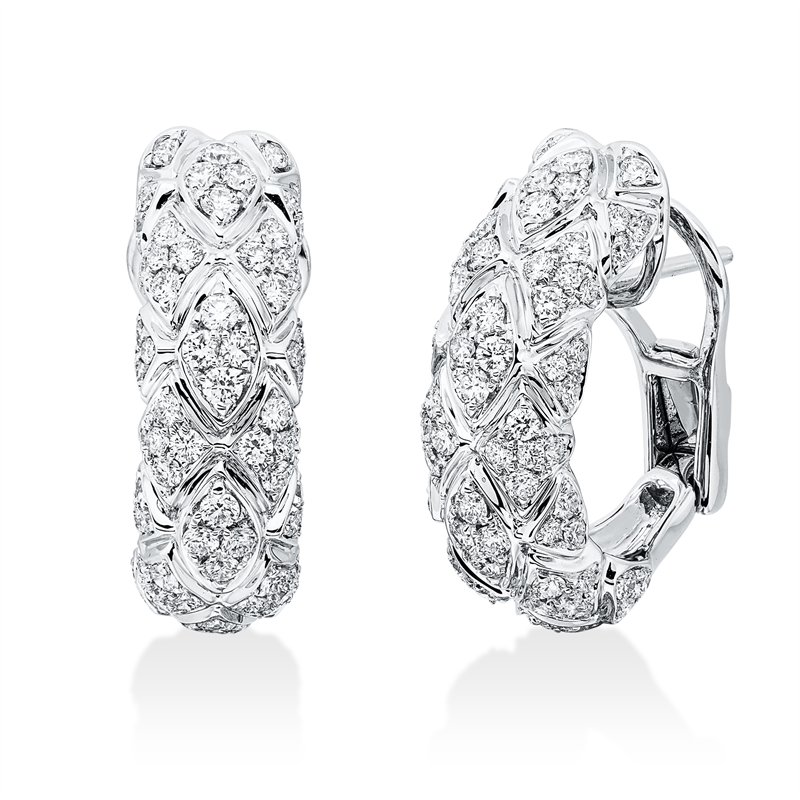 Image 90005266 - Creolen 18 kt WG, 144 Brillanten 1,62 ct, TW-vsi, H:20,9 mm, B:21,2 mm, S:7,1 ...