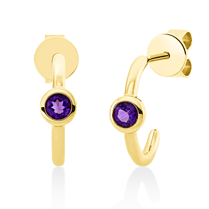 Image 90005269 - Ohrschmuck 18 kt GG, 2 Amethyste 0,20 ct lila, H:12,1 mm, B:19,2 mm, S:4,0 ...