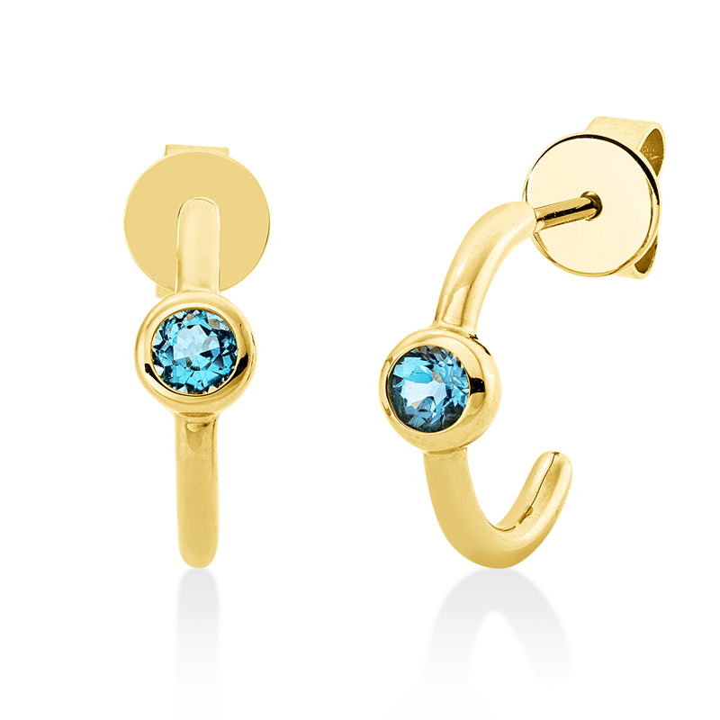 Image 90005281 - Ohrschmuck 18 kt GG, 2 Topase 0,29 ct Swiss blue, H:12,2 mm, B:18,0 mm, S:4,0 ...