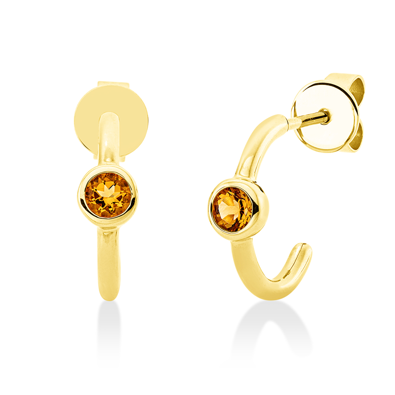 Image 90005282 - Ohrschmuck 18 kt GG, 2 Citrin 0,19 ct mandarin, H:12,2 mm, B:19,2 mm, S:4,0 ...
