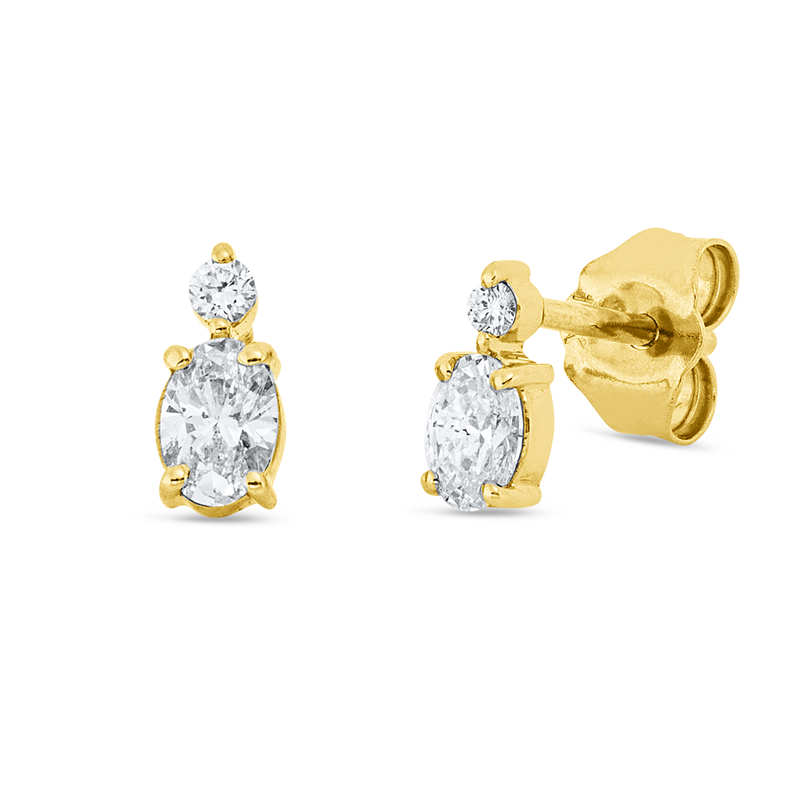 Image 90005284 - Ohrstecker 18 kt GG, 2 Oval 0,30 ct, TW-si, 2 Brillanten 0,03 ct, TW-si, H:6,7 mm, B:3,2 ...