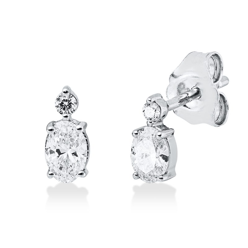 Image Ohrstecker 18 kt WG, 2 Oval 0,30 ct, TW-si, 2 Brillanten 0,03 ct, TW-si, H:6,7 mm, B:3,2 ...