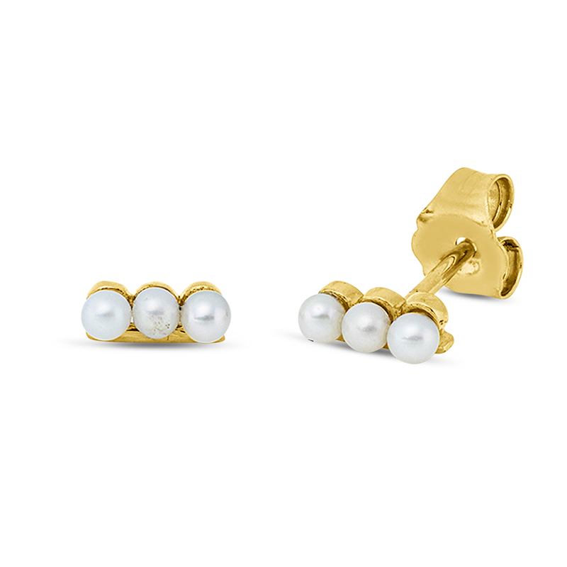 Image Ohrstecker 18 kt GG, 6 SW weiß 2 mm, H:2,4 mm, B:6,0 mm, S:2,7 mm