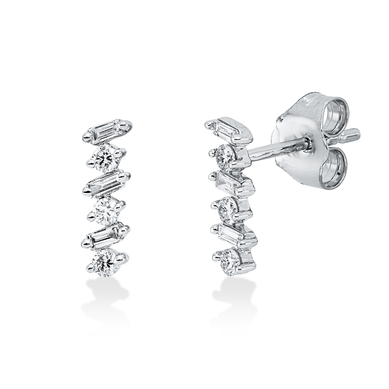 Image Ohrschmuck 18 kt WG, 6 Baguette 0,09 ct, TW-si, 6 Brillanten 0,10 ct, TW-si