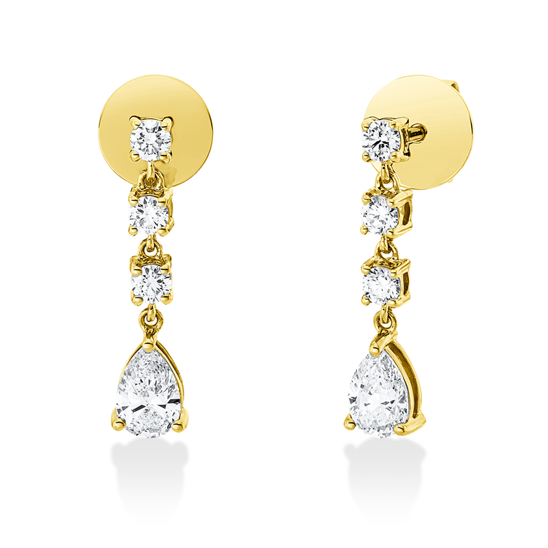 Image Ohrschmuck 18 kt GG, 2 Tropfen 0,61 ct, TW-si, 6 Brillanten 0,32 ct, TW-si, H:19,0 mm, ...