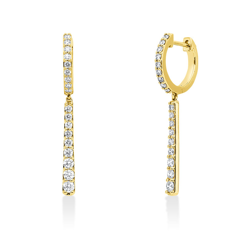 Image Ohrschmuck 18 kt GG, 8 Brillanten 0,33 ct, TW-si, 28 Brillanten 0,38 ct, TW-si, H:33,2 ...