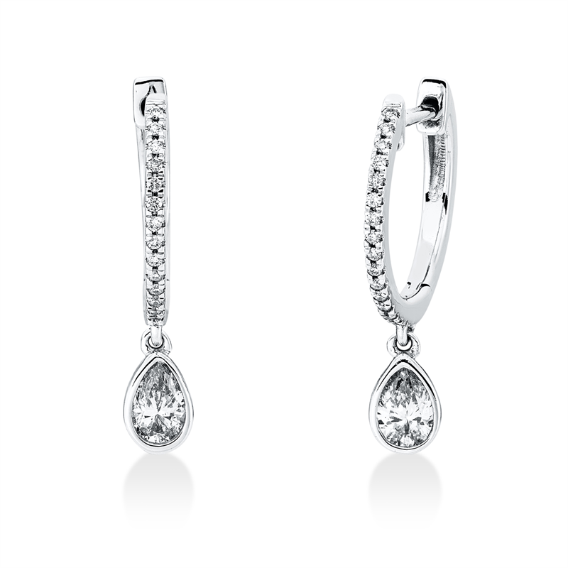 Image Ohrschmuck 18 kt WG, 32 Brillanten 0,08 ct, TW-si, 2 Tropfen 0,38 ct, TW-si