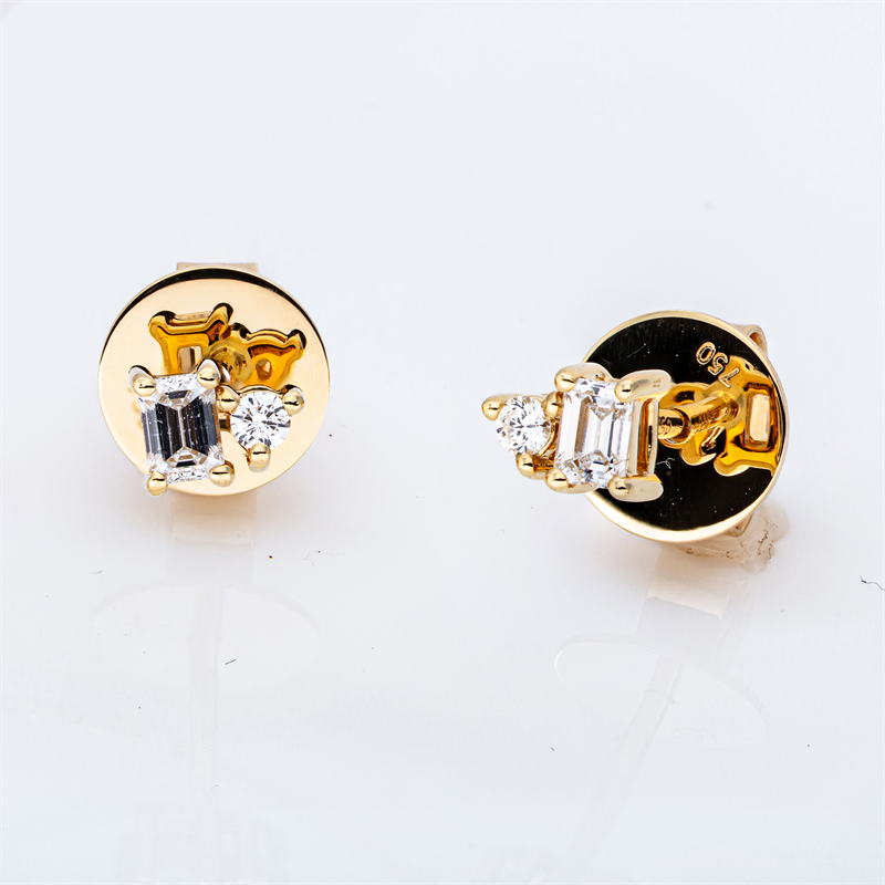 Image Ohrstecker 18 kt GG, 2 Sm.schliff 0,18 ct, TW-si, 2 Brillanten 0,05 ct, TW-si, H:5,0 mm, ...