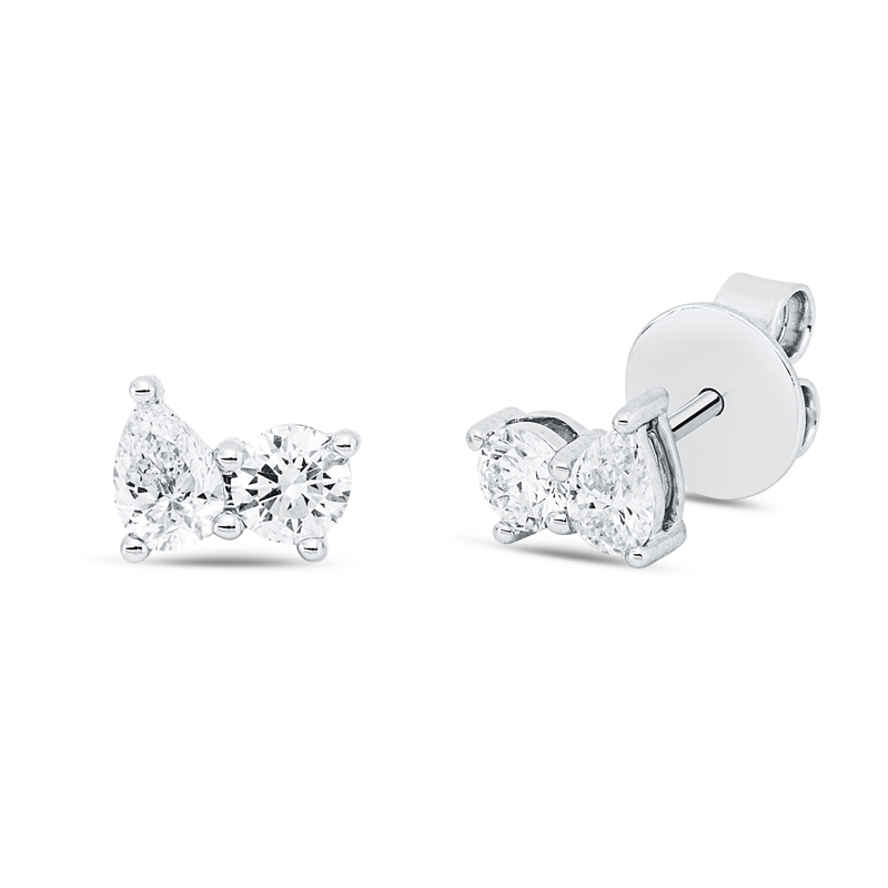 Image Ohrstecker 18 kt WG, 2 Tropfen 0,38 ct, TW-si, 2 Brillanten 0,34 ct, TW-si, H:5,6 mm, ...