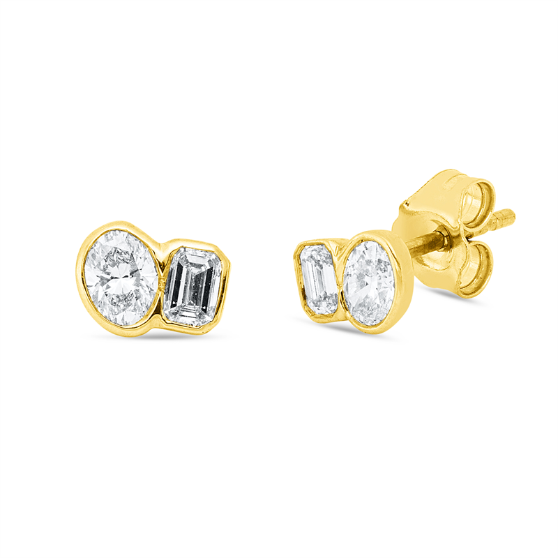 Image Ohrstecker 18 kt GG, 2 Sm.schliff 0,20 ct, TW-si, 2 Oval 0,30 ct, TW-si, H:4,9 mm, B:6,6 ...