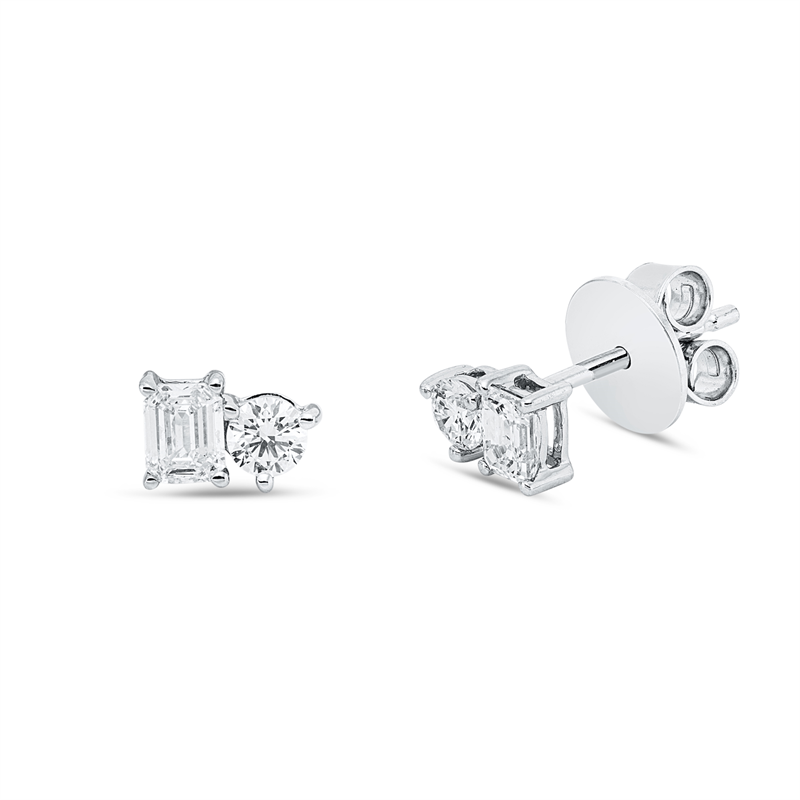 Image Ohrstecker 18 kt WG, 2 Sm.schliff 0,39 ct, TW-si, 2 Brillanten 0,27 ct, TW-si