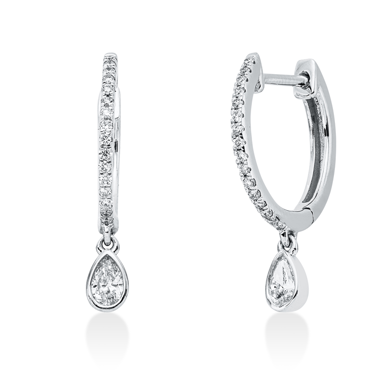 Image Ohrschmuck 18 kt WG, 32 Brillanten 0,14 ct, TW-si, 2 Tropfen 0,19 ct, TW-si, H:18,3 mm, ...