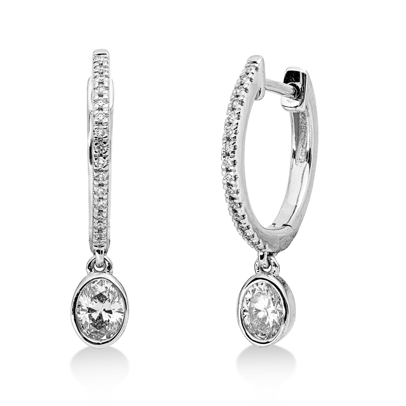 Image 90005310 - Ohrschmuck 18 kt WG, 32 Brillanten 0,08 ct, TW-si, 2 Oval 0,40 ct, TW-si, H:20,3 mm, ...