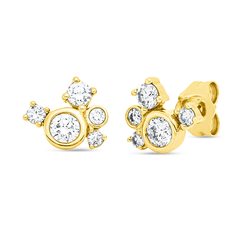 Image 90005314 - Ohrstecker 18 kt GG, 2 Brillanten 0,14 ct, TW-si, 2 Brillanten 0,06 ct, TW-si, 2 ...