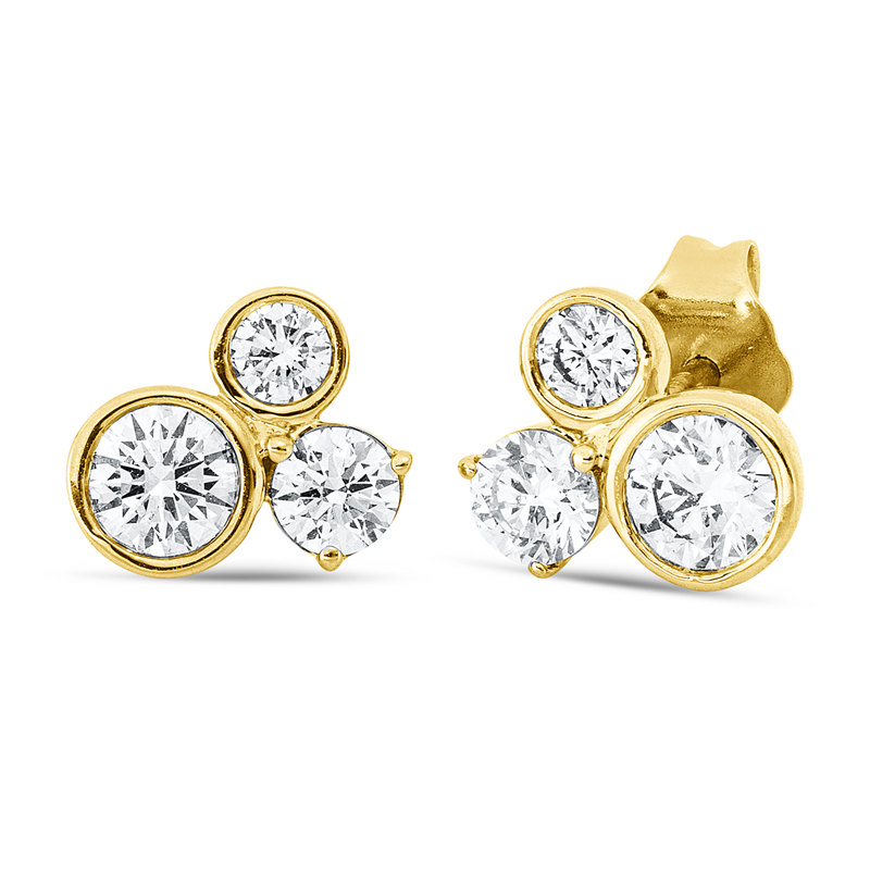Image 90005315 - Ohrstecker 18 kt GG, 2 Brillanten 0,25 ct, TW-si, 2 Brillanten 0,12 ct, TW-si, 2 ...