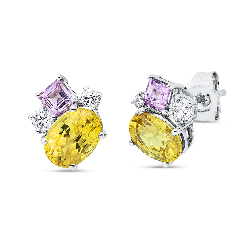 Image 90005317 - Ohrstecker 18 kt WG, 2 Brillanten 0,13 ct, TW-si, 2 Brillanten 0,07 ct, TW-si, 2 Saphire ...