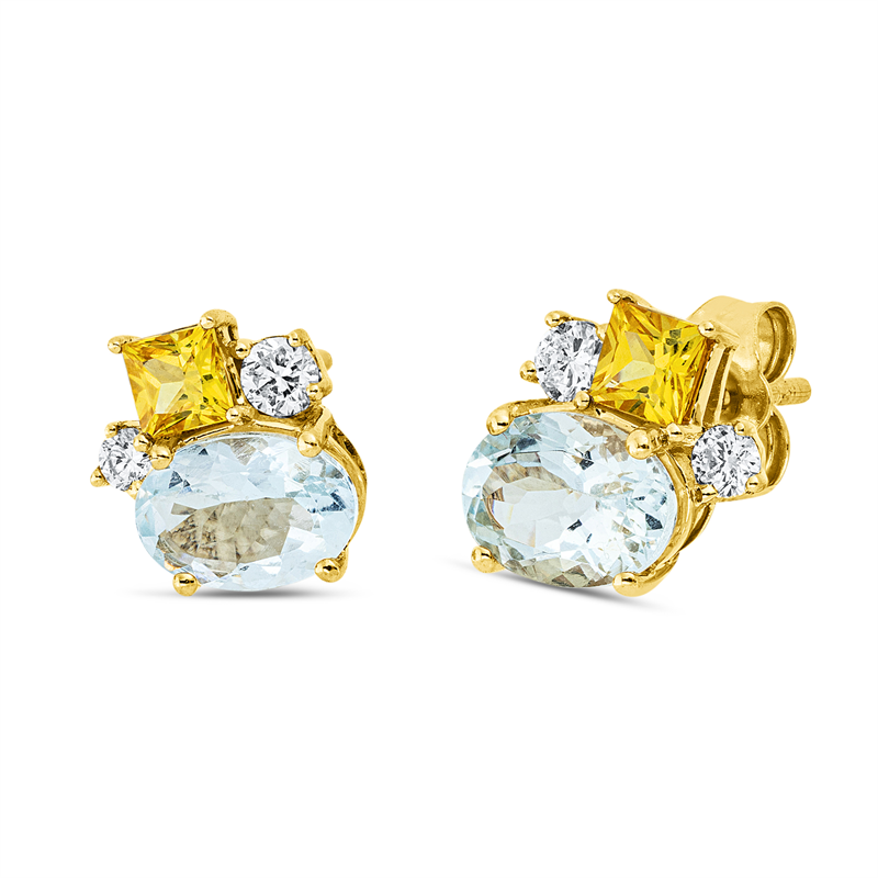 Image 90005318 - Ohrstecker 18 kt GG, 2 Brillanten 0,12 ct, TW-si, 2 Brillanten 0,07 ct, TW-si, 2 ...