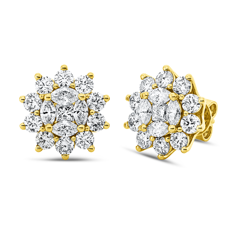 Image 90005342 - Ohrschmuck 18 kt GG, 8 Navette 0,82 ct, TW-si, 20 Brillanten 1,79 ct, TW-si, 2 Princ. ...