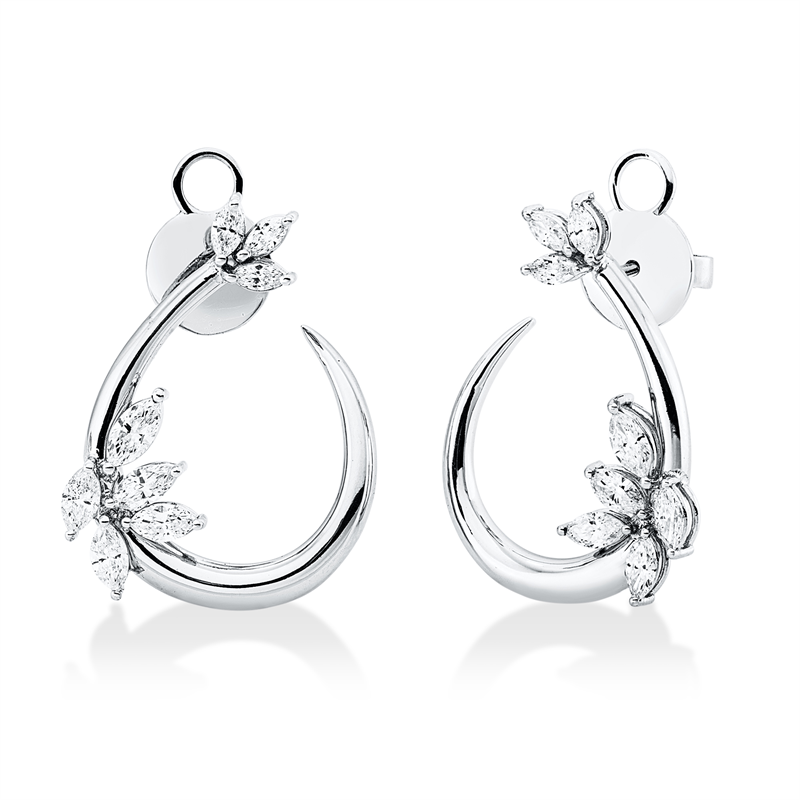 Image 90005344 - Ohrschmuck 18 kt WG, 6 Navette 0,33 ct, F-si, 2 Navette 0,30 ct, F-si, 8 Navette 0,88 ct, ...
