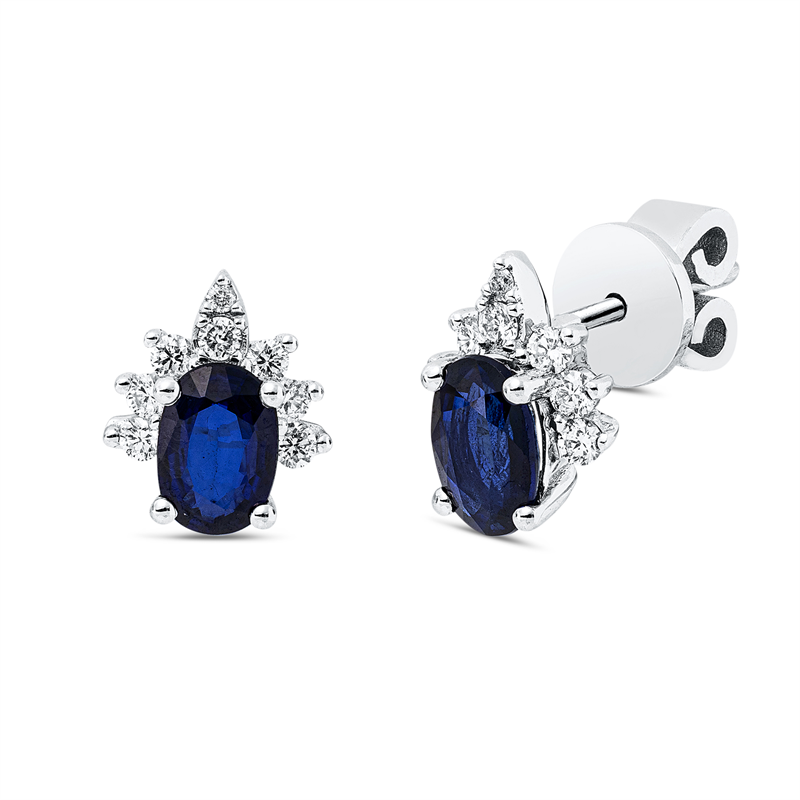 Image 90005024 - Ohrstecker 18 kt WG, 14 Brillanten 0,24 ct, F-si, 2 Brillanten 0,01 ct, F-si, 2 Saphire ...