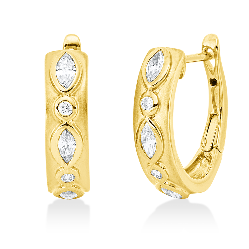 Image 90005040 - Creolen Zarge 18 kt GG, mattiert, 6 Navette 0,50 ct, TW-si, 4 Brillanten 0,08 ct, TW-si, ...