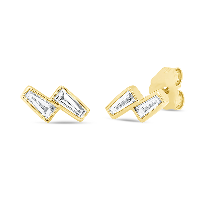 Image 90007143 - Ohrstecker 18 kt GG, 4 Trapeze 0,31 ct, TW-si, H:4,7 mm, B:9,1 mm, S:2,0 ...