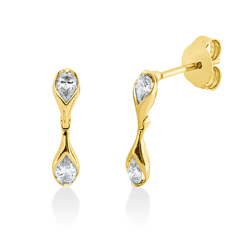 Image 90007665 - Ohrschmuck 18 kt GG, 4 Tropfen 0,37 ct, TW-si, H:14,4 mm, B:3,0 mm, S:2,0 ...