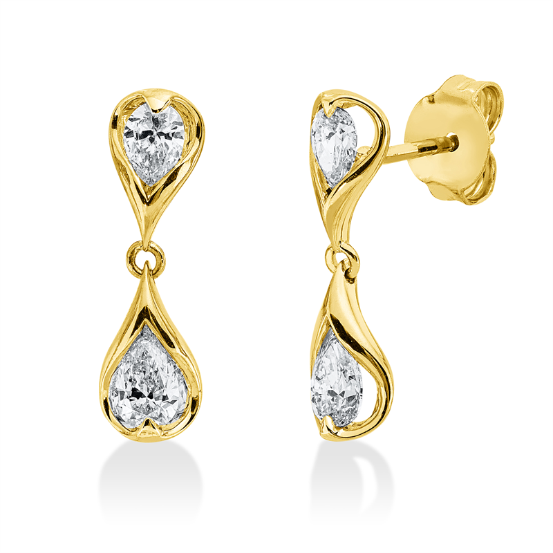 Image 90007666 - Ohrschmuck 18 kt GG, 4 Tropfen 0,70 ct, TW-si, H:17,2 mm, B:4,7 mm, S:2,2 ...