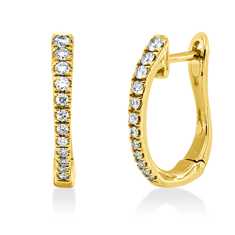 Image 90007673 - Creolen 14 kt GG, 8 Brillanten 0,11 ct, TW-si, 16 Brillanten 0,07 ct, TW-si, H:14,9 mm, ...