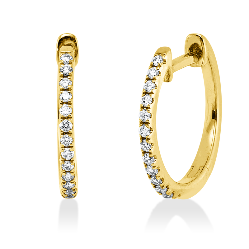 Image 90007675 - Creolen 14 kt GG, 30 Brillanten 0,15 ct, TW-si, H:13,3 mm, B:13,5 mm, S:1,3 ...