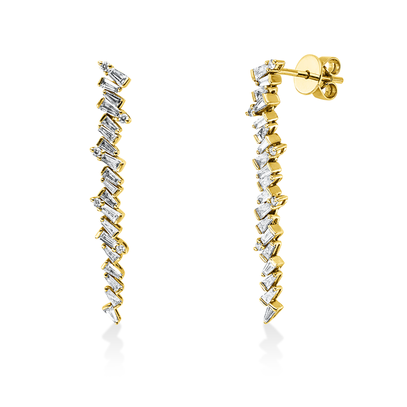 Image 90007680 - Ohrschmuck 14 kt GG, 6 Brillanten 0,06 ct, TW-si, 38 Trapeze 0,86 ct, TW-vsi/si, 4 ...