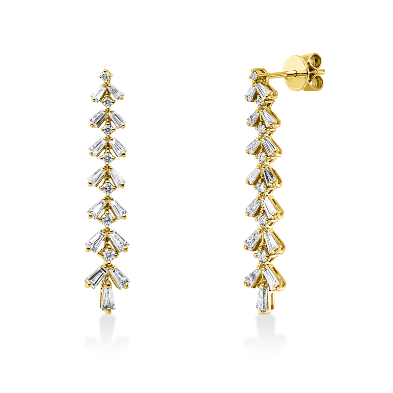 Image 90007681 - Ohrschmuck 14 kt GG, 2 Brillanten 0,06 ct, TW-si, 30 Trapeze 1,29 ct, TW-vsi/si, 12 ...