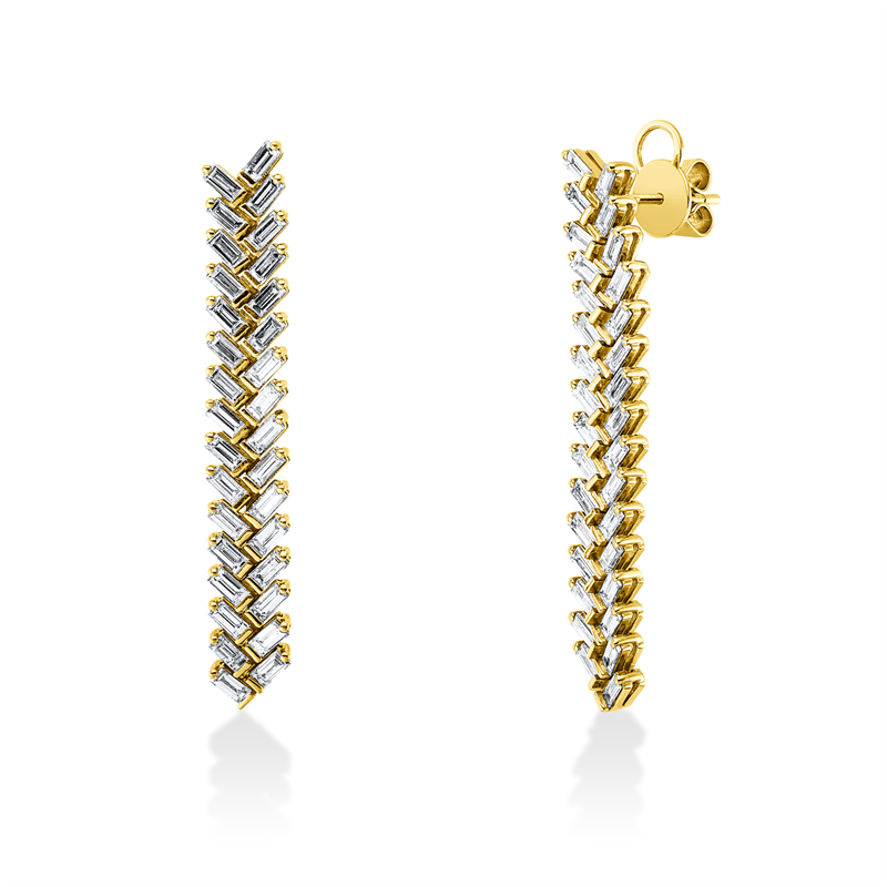 Image 90007682 - Ohrschmuck 14 kt GG, 64 Baguette 3,44 ct, TW-vsi/si, H:44,8 mm, B:6,6 mm, S:3,1 ...