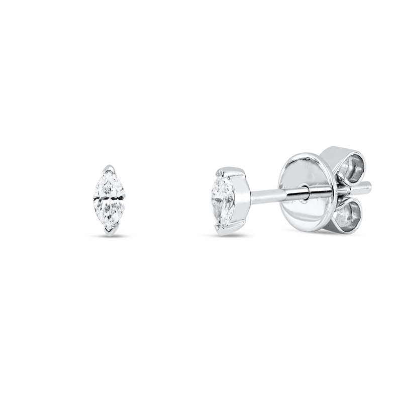 Image 90007687 - Ohrstecker 14 kt WG, v prongs, 2 Navette 0,16 ct, TW-vsi/si, H:4,7 mm, B:2,2 mm, S:2,4 ...
