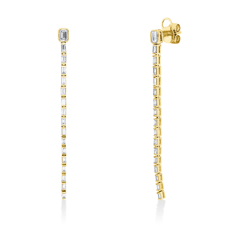Image 90007689 - Ohrschmuck 14 kt GG, 2 Sm.schliff 0,36 ct, TW-vsi/si, 32 Baguette 0,70 ct, TW-vsi/si, ...