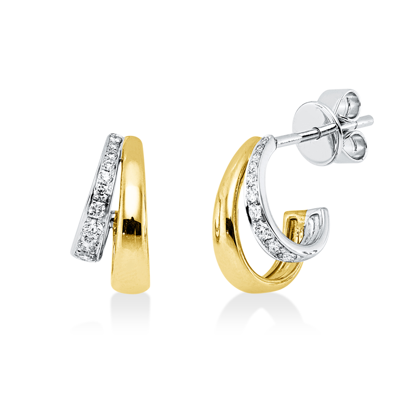 Image 90007137 - Ohrstecker 14 kt WG GG, 8 Brillanten 0,12 ct, TW-si, 12 Brillanten 0,06 ct, TW-si, H:13,0 ...