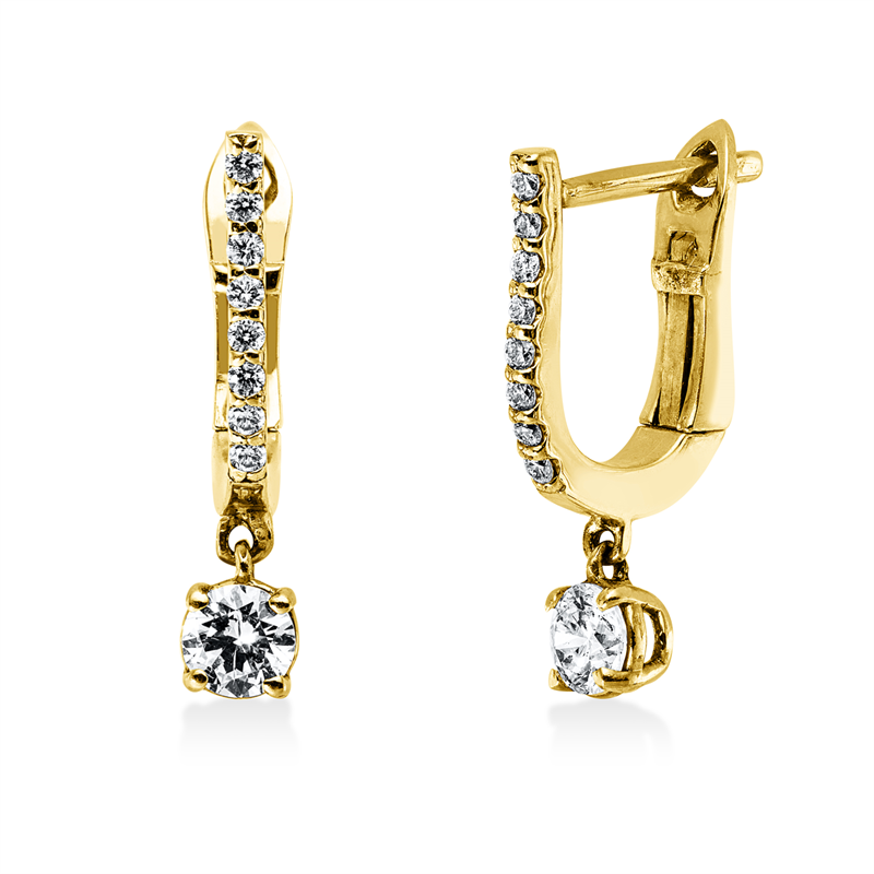 Image 90007143 - Creolen 14 kt GG, 2 Brillanten 0,30 ct, TW-si, 16 Brillanten 0,08 ct, TW, H:17,0 mm, ...