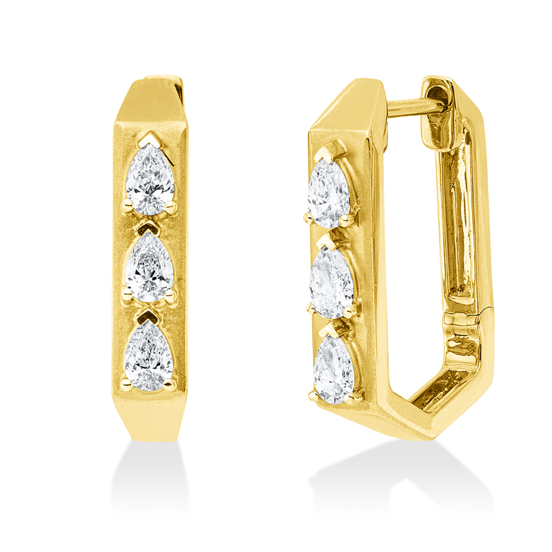 Image 90007158 - Creolen 14 kt GG, 6 Tropfen 0,46 ct, TW-si, H:18,0 mm, B:13,3 mm, S:3,8 ...
