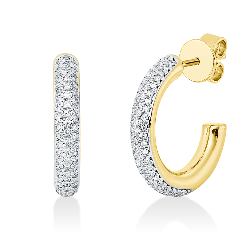 Image 90007159 - Ohrschmuck 14 kt GG WG, 140 Diamanten 0,34 ct, TW-pi, H:17,9 mm, B:18,6 mm, S:3,2 ...