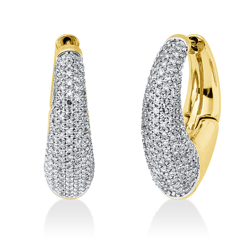 Image 90007160 - Creolen 14 kt GG WG, 318 Diamanten 1,91 ct, TW-pi, H:25,7 mm, B:21,8 mm, S:7,8 ...