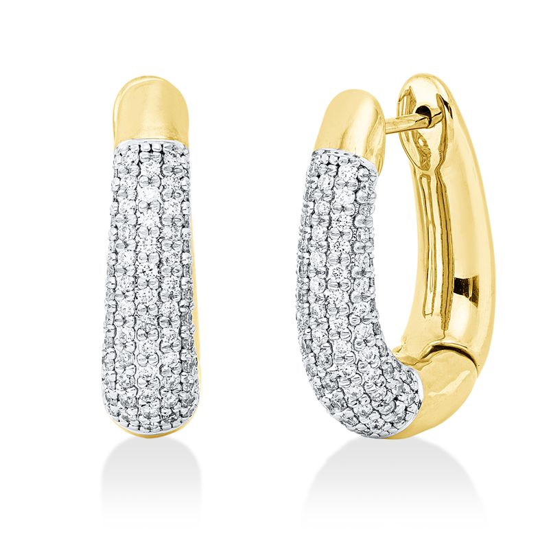 Image 90007161 - Creolen 14 kt GG WG, 20 Diamanten 0,05 ct, TW-pi, 144 Brillanten 0,86 ct, TW-pi, H:21,7 ...