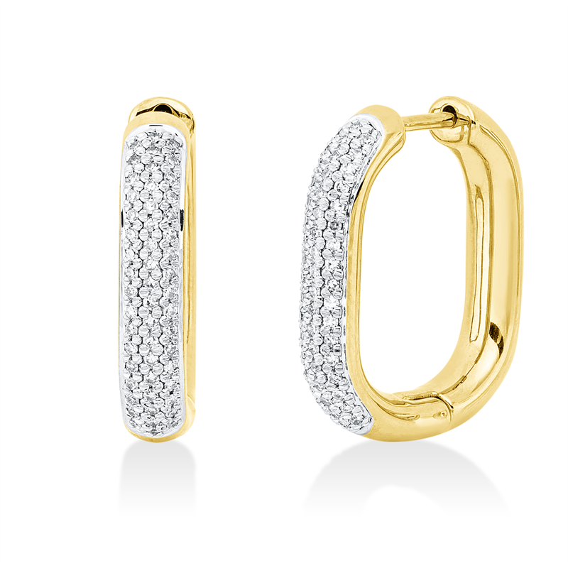 Image 90007162 - Creolen 14 kt GG WG, 104 Diamanten 0,28 ct, TW-pi, H:20,0 mm, B:16,5 mm, S:40,1 ...