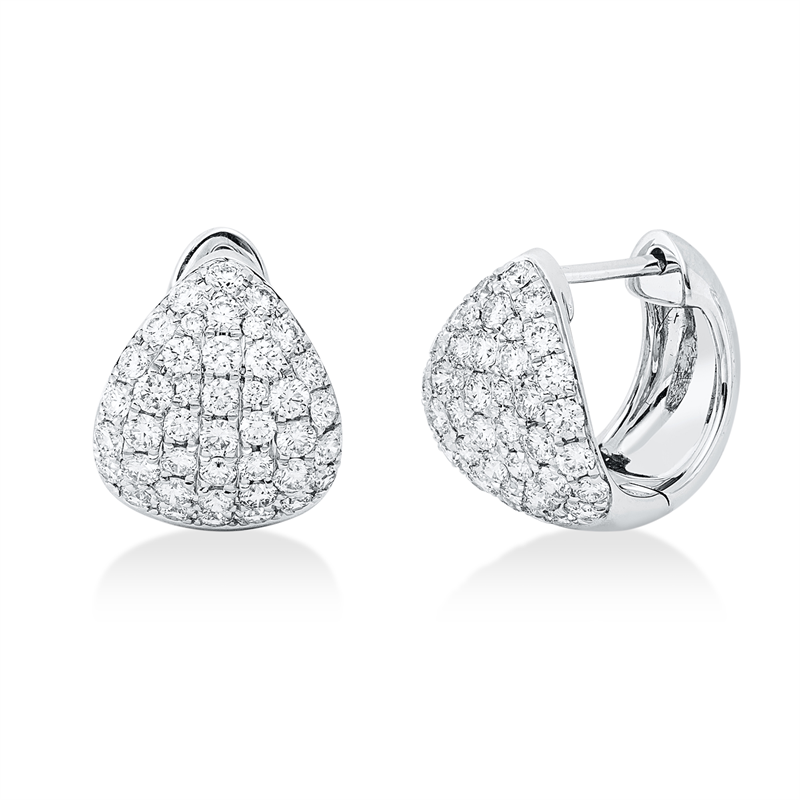 Image 90007163 - Creolen 14 kt WG, 76 Brillanten 1,37 ct, TW-si, 8 Brillanten 0,04 ct, TW-si, H:13,1 mm, ...
