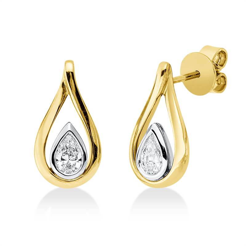 Image 90007164 - Ohrschmuck Zarge 18 kt GG WG, 2 Tropfen 0,46 ct, TW-vsi, H:15,6 mm, B:8,2 mm, S:2,5 ...