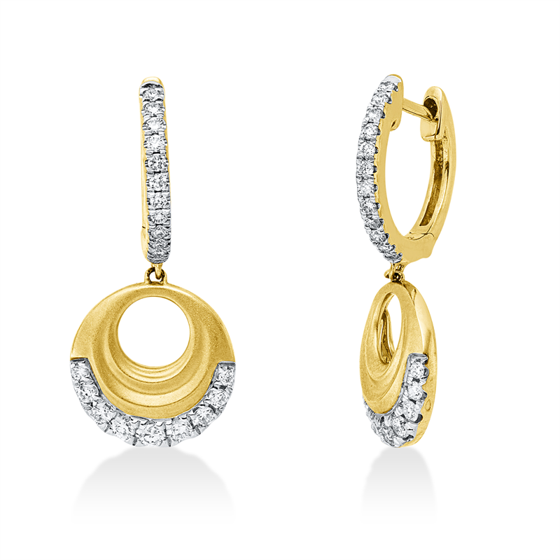 Image 90007166 - Ohrschmuck 14 kt GG WG, mattiert, 12 Brillanten 0,17 ct, TW-pi, 2 Brillanten 0,05 ct, ...