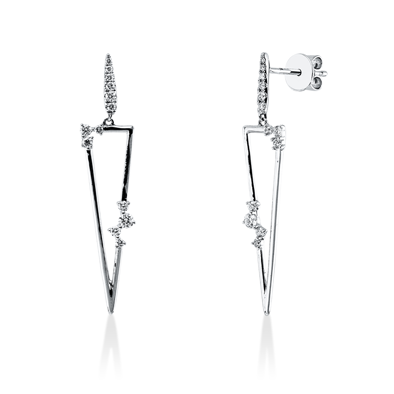 Image 90007566 - Ohrschmuck 18 kt WG, 26 Brillanten 0,26 ct, I-si/pi, H:34,1 mm, B:7,1 mm, S:1,6 ...