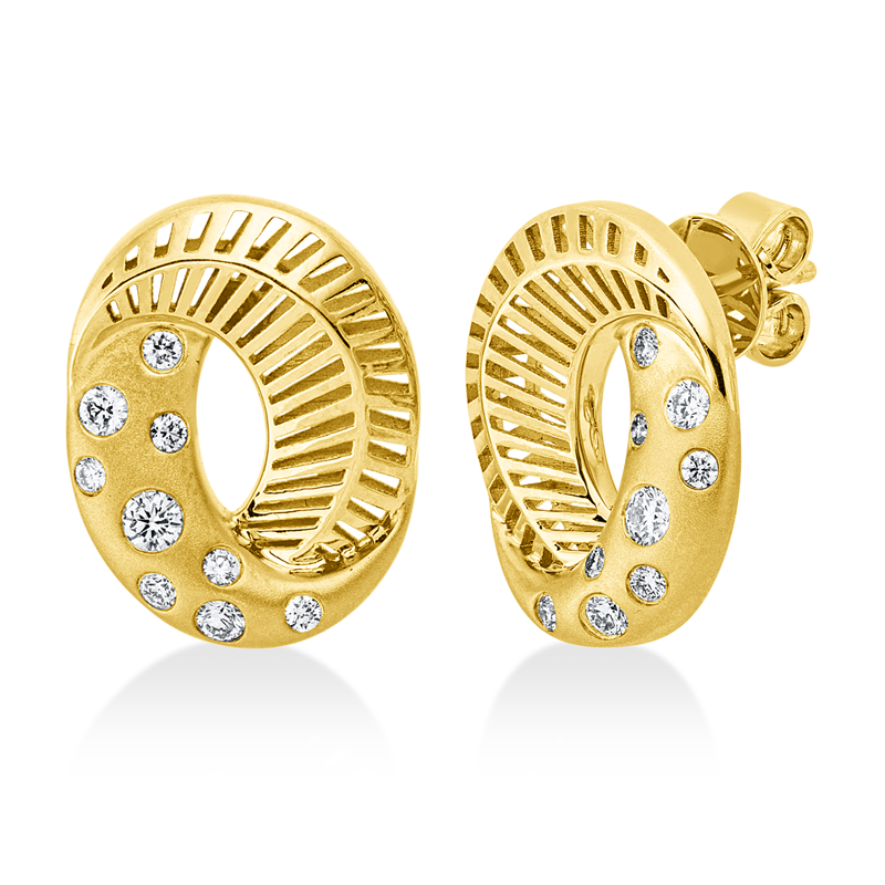 Image 90007568 - Ohrschmuck 14 kt GG, mattiert, 8 Brillanten 0,12 ct, TW-si, 8 Brillanten 0,07 ct, TW-si, ...