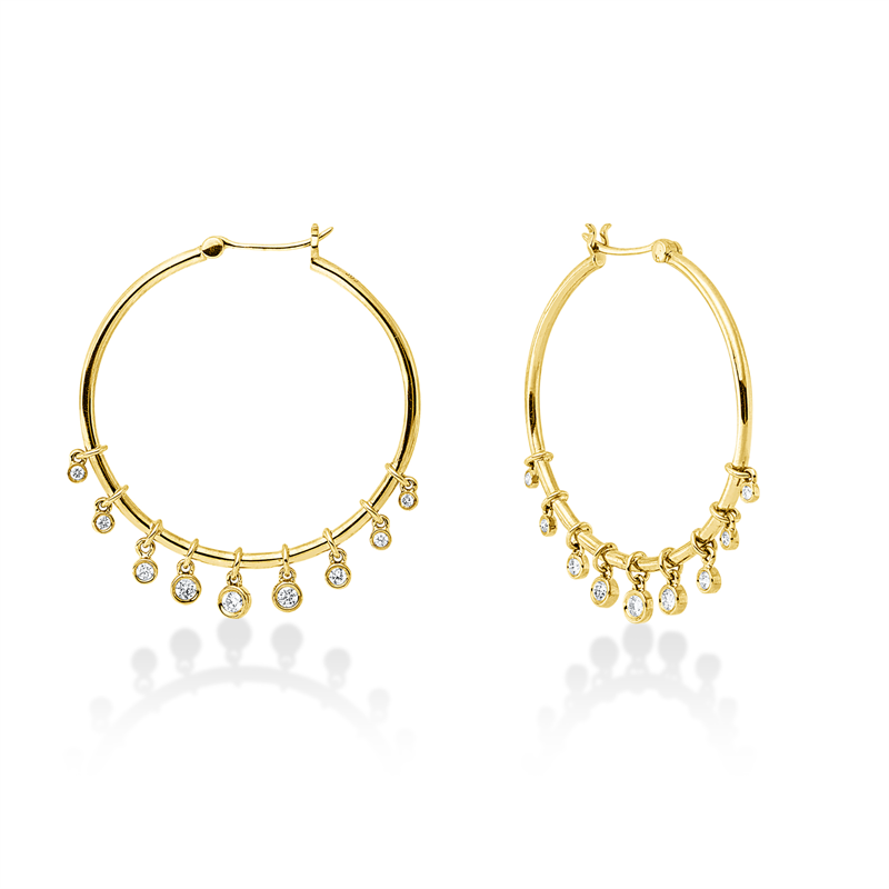 Image 90007570 - Creolen 14 kt GG, 8 Brillanten 0,14 ct, TW-si, 8 Brillanten 0,06 ct, TW-si, 2 Brillanten ...